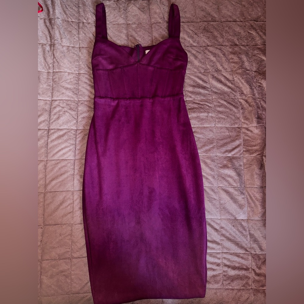 Oh Polly, plum suede corset dress!